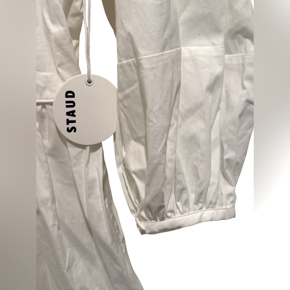 STAUD NWT Stunning White Buttoned Ruffled Bishop Sleeve Maxi Sundress - Picture 6 of 13